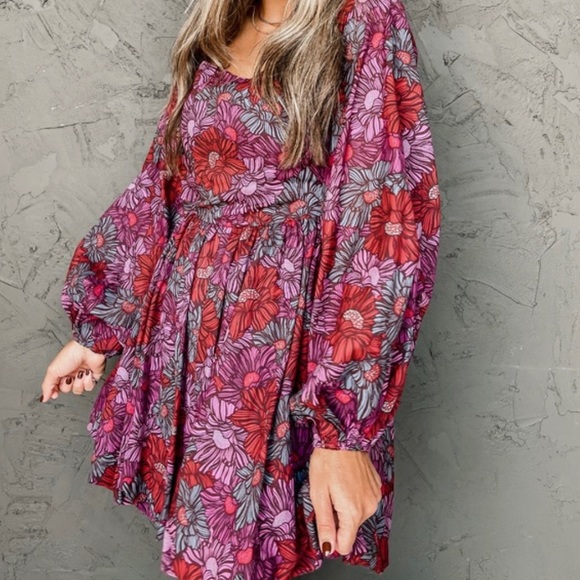 NWT Ruthie Grace Olivaceous Chasing Sunsets Babydoll Floral Autumn Dress - Picture 2 of 13